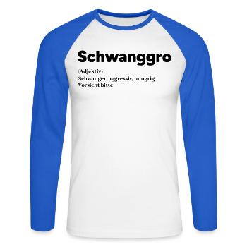 Schwangerschaft Schwanger Mutter Statement Eltern - Unisex Baseballshirt langarm - Weiß/Royalblau - Vorne - Nik (191cm)