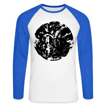 Schwarzer Kreis | Mond - Unisex Baseballshirt langarm - Weiß/Royalblau - Vorne - Nik (191cm)