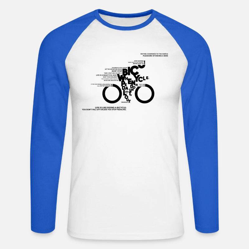 Bicycle Typodesign - Bici, Bicycle Love, Citazioni - Maglia da baseball a manica lunga da uomo - bianco/blu royal