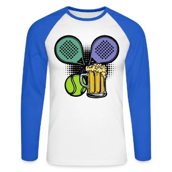 Racket Padel Balls Player Padel Sport - Unisex Long Sleeve Baseball T-Shirt - white/royal blue - Front - Nik (191cm)