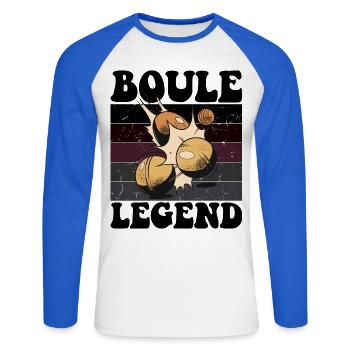 Boulespieler Boulekugel für Bouler Petanque Boule - Unisex Baseballshirt langarm - Weiß/Royalblau - Vorne - Nik (191cm)