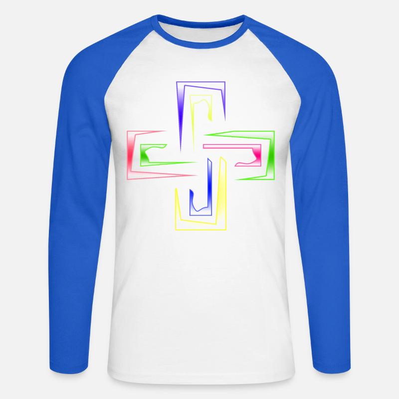 Neon Prism Frames abstraktes Logo - Unisex Baseballshirt langarm - Weiß/Royalblau