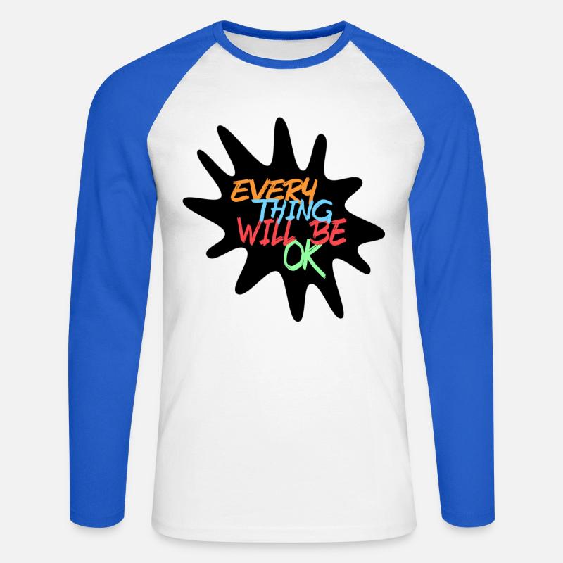 Alles wird gut! Alles wird gut # - Unisex Baseballshirt langarm - Weiß/Royalblau