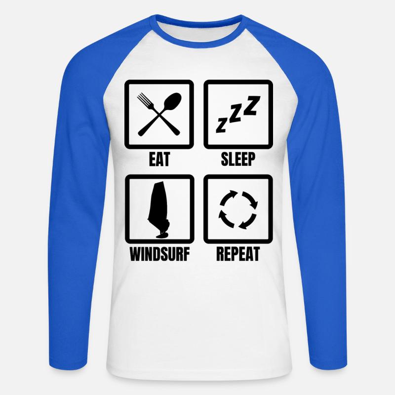 Windsurfer Routine - Unisex Baseballshirt langarm - Weiß/Royalblau