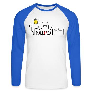 Mallorca in summer - Unisex Long Sleeve Baseball T-Shirt - white/royal blue - Front - Nik (191cm)