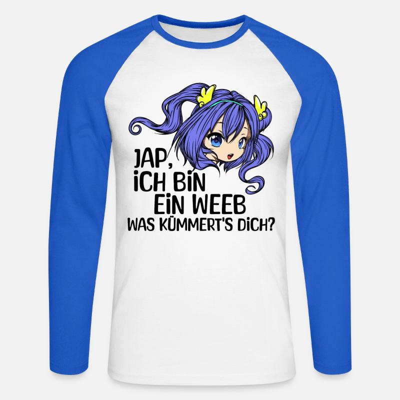 Comic Mädchen Anime Mangastyle Manga Statement - Unisex Baseballshirt langarm - Weiß/Royalblau