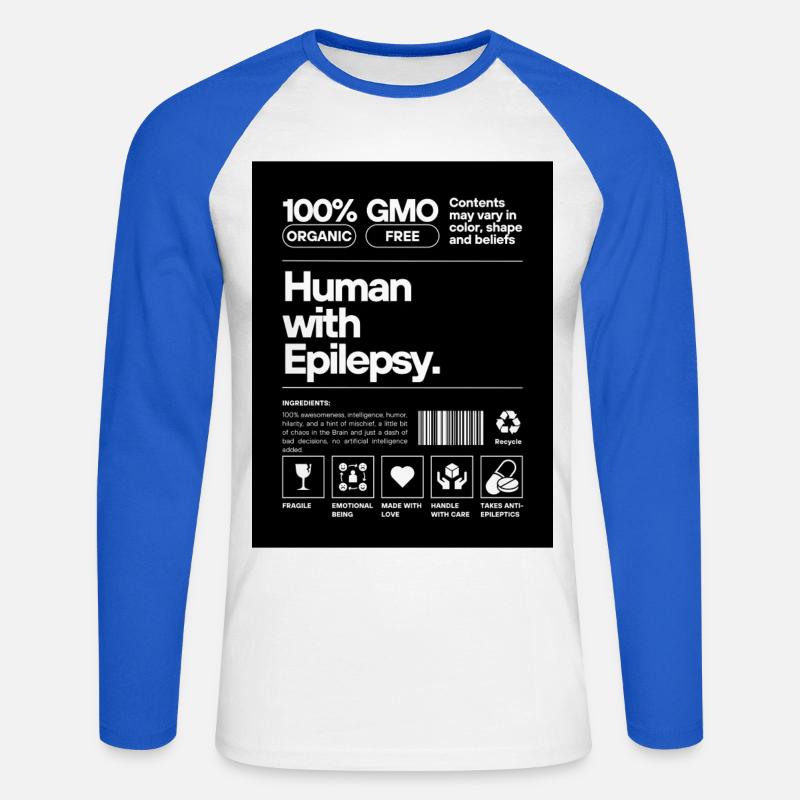 Human with Epilepsy - Unisex Baseballshirt langarm - Weiß/Royalblau