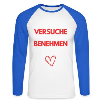 Ich Versuche Mich Zu Benehmen – Mama - Unisex Baseballshirt langarm - Weiß/Royalblau - Vorne - Nik (191cm)