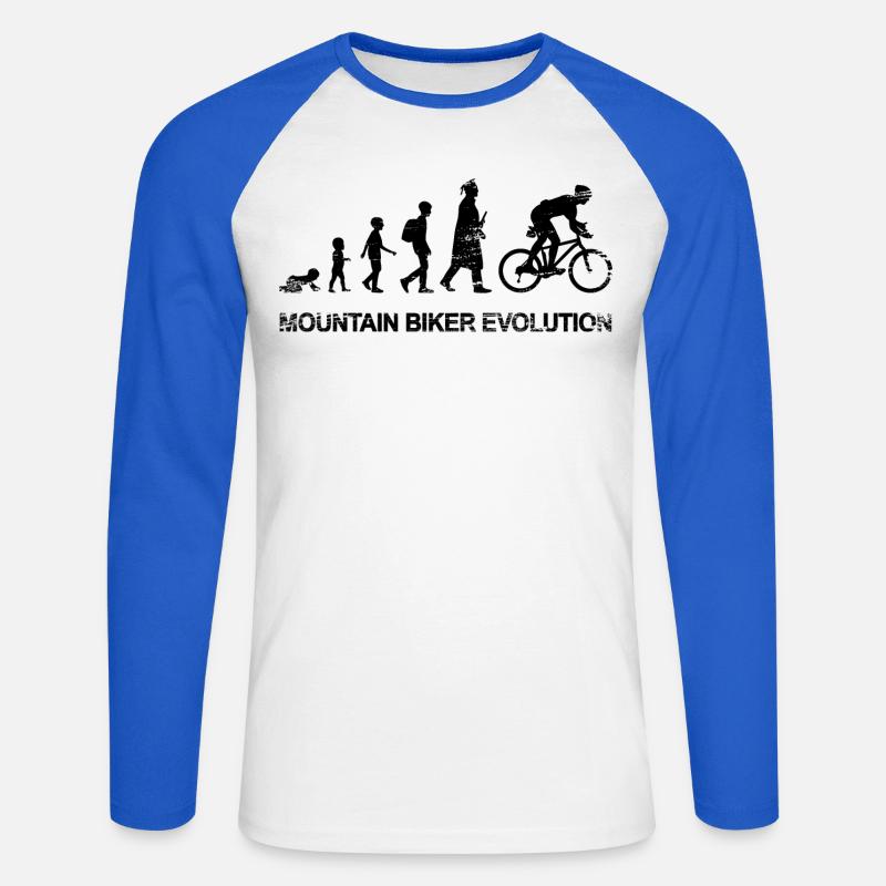 Entwicklung eines Mountainbikers - Unisex Baseballshirt langarm - Weiß/Royalblau