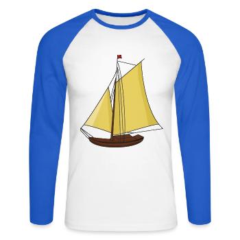Sailboat, Boat, Ship, Seafaring, Sailing, Ahoy, - Unisex Long Sleeve Baseball T-Shirt - white/royal blue - Front - Nik (191cm)