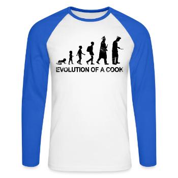 Chef Evolution - Unisex Long Sleeve Baseball T-Shirt - white/royal blue - Front - Nik (191cm)