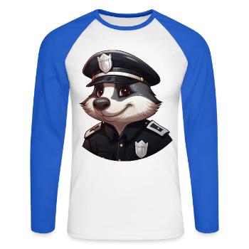Badger Policewoman - Unisex Long Sleeve Baseball T-Shirt - white/royal blue - Front - Nik (191cm)