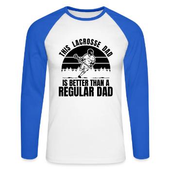 Papa de crosse - T-shirt baseball manches longues Homme - blanc/bleu royal - Devant - Nik (191cm)