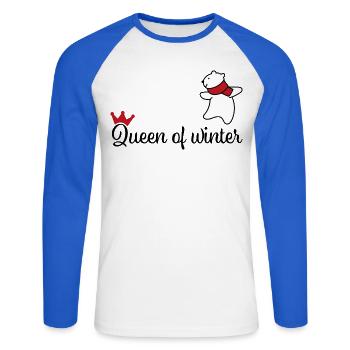 Les femmes qui aiment l’hiver - T-shirt baseball manches longues Homme - blanc/bleu royal - Devant - Nik (191cm)