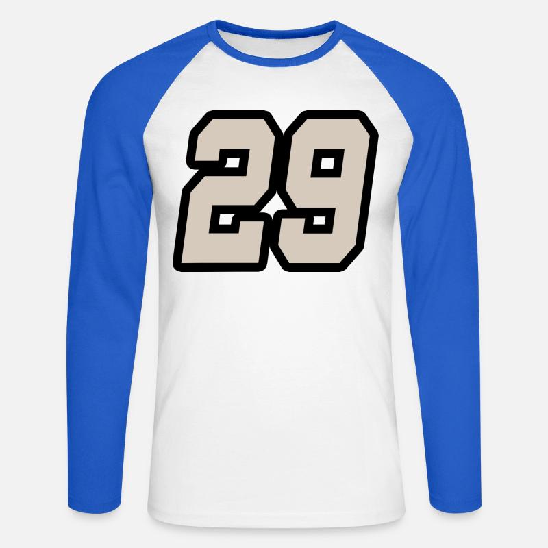 NUMMER NEUNUNDZWANZIG 29 - Unisex Baseballshirt langarm - Weiß/Royalblau