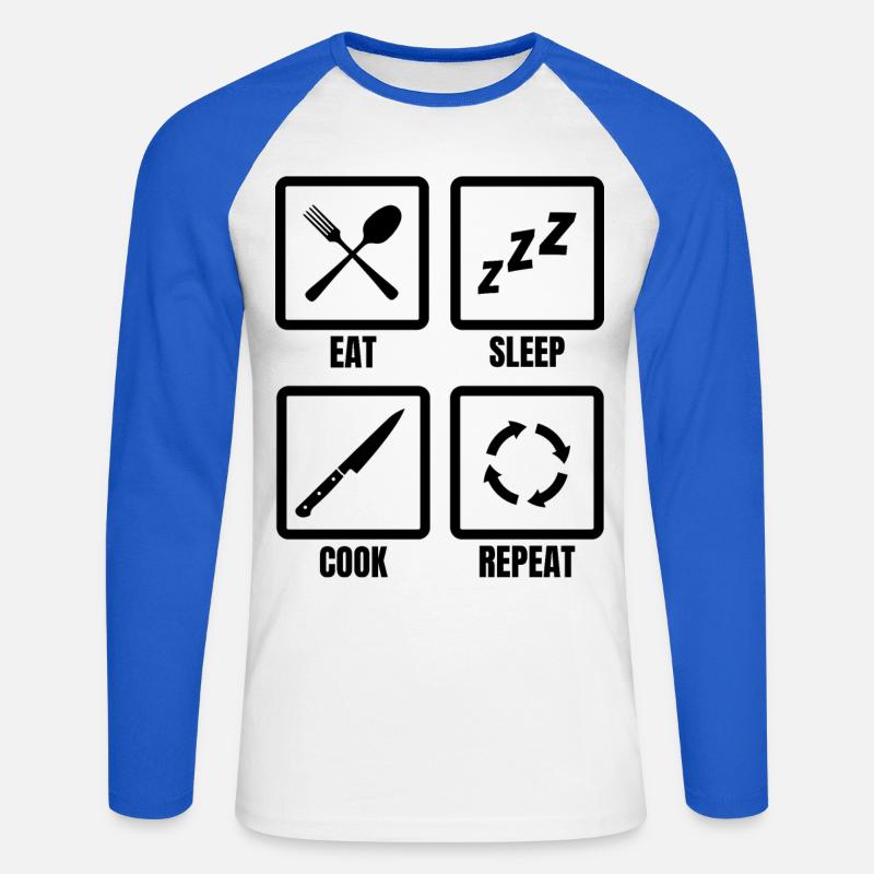 Kochen Tägliche Routine - Unisex Baseballshirt langarm - Weiß/Royalblau