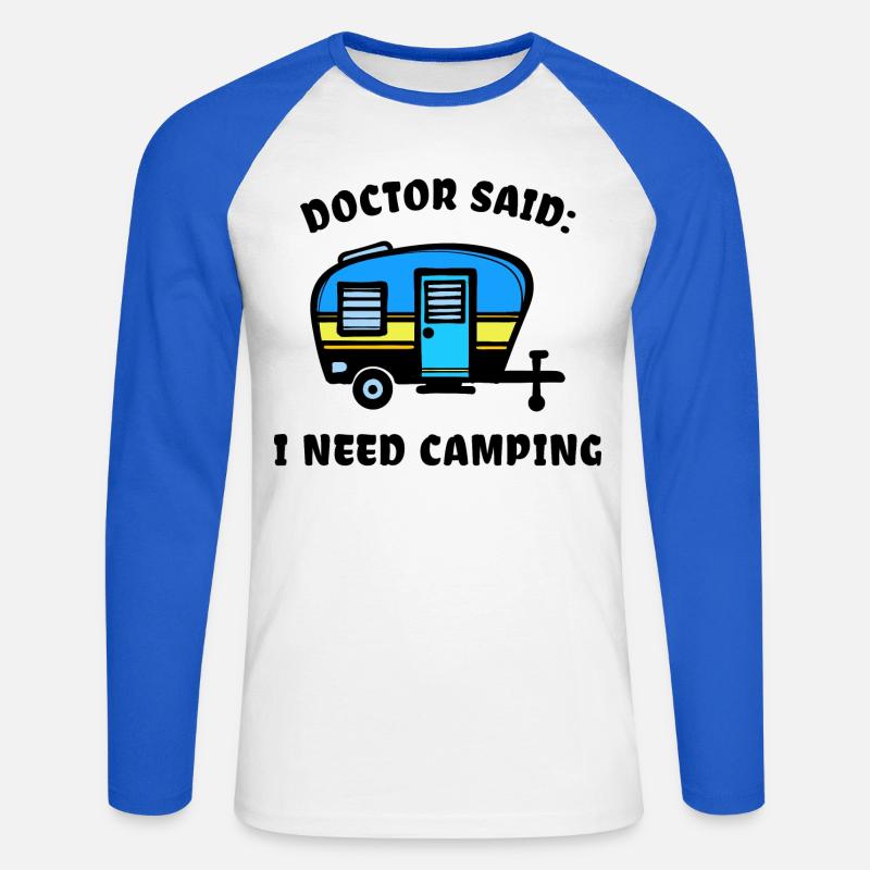 Camper Camping Wohnmobil Statement Wanderer - Unisex Baseballshirt langarm - Weiß/Royalblau
