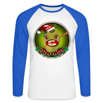 WEIHNACHTEN DARTS - Unisex Baseballshirt langarm - Weiß/Royalblau - Vorne - Nik (191cm)