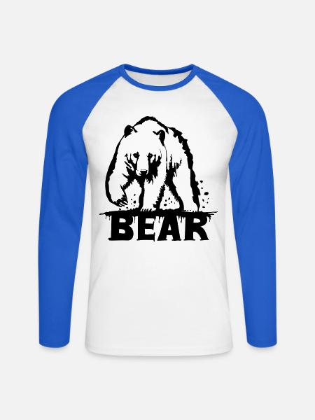 Bären-Pawing [Schwarz] - Unisex Baseballshirt langarm - Weiß/Royalblau
