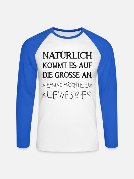 niemand möchte ein kleines bier - Unisex Baseballshirt langarm - Weiß/Royalblau
