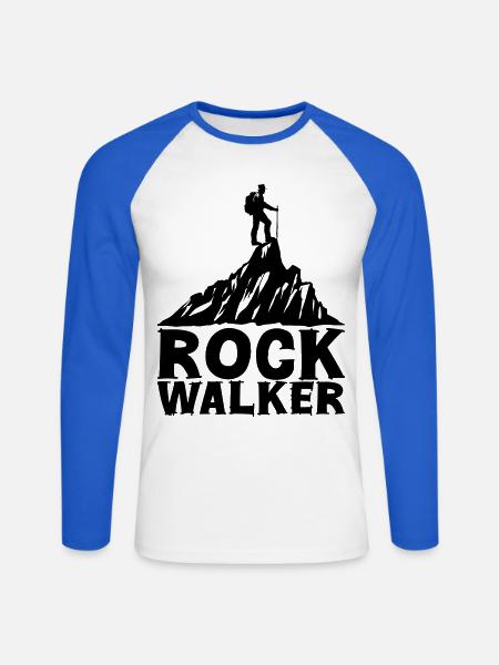 Rock Walker [Schwarz] - Unisex Baseballshirt langarm - Weiß/Royalblau
