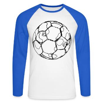 Soccer Sketch - Unisex Long Sleeve Baseball T-Shirt - white/royal blue - Front - Nik (191cm)