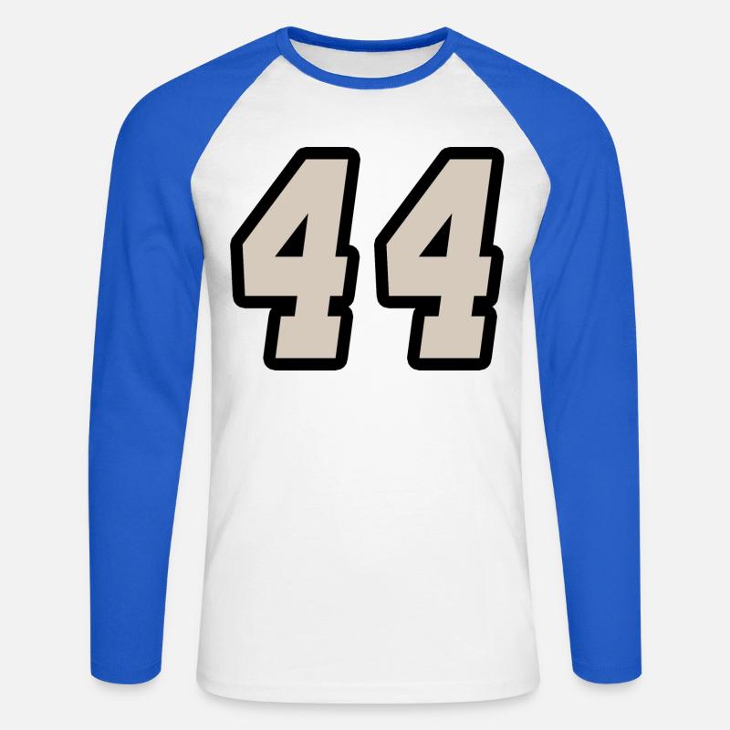 Nummer vierundvierzig 44 - Unisex Baseballshirt langarm - Weiß/Royalblau