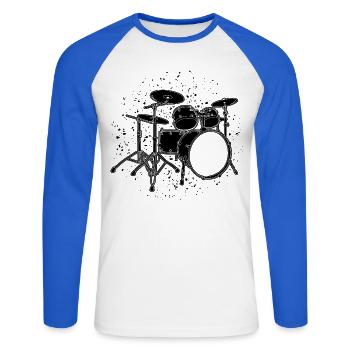 Percussion - T-shirt baseball manches longues Homme - blanc/bleu royal - Devant - Nik (191cm)