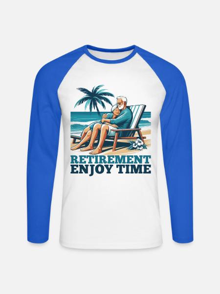 Retirement Retirement Time Enjoy Gift - Unisex Long Sleeve Baseball T-Shirt - white/royal blue