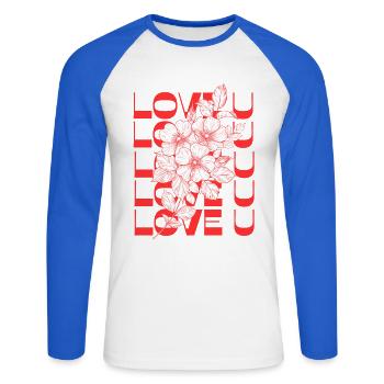 LOVE U - T-shirt baseball manches longues Homme - blanc/bleu royal - Devant - Nik (191cm)