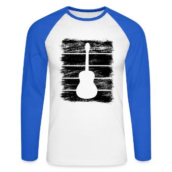 Croquis de guitare - T-shirt baseball manches longues Homme - blanc/bleu royal - Devant - Nik (191cm)