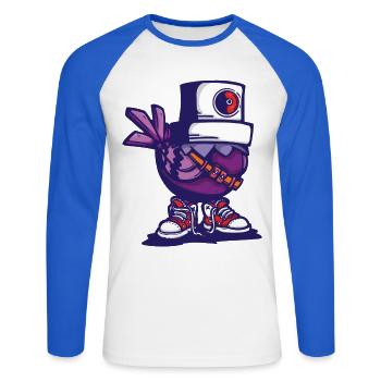Bird cap - Unisex Long Sleeve Baseball T-Shirt - white/royal blue - Front - Nik (191cm)
