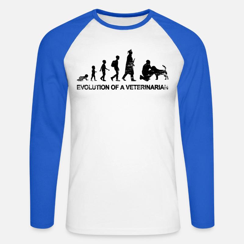 Evolution eines Tierarztes - Unisex Baseballshirt langarm - Weiß/Royalblau