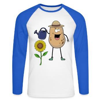 Potato, Gardener, Gardener, Watering Can, Gardening, Flower - Unisex Long Sleeve Baseball T-Shirt - white/royal blue - Front - Nik (191cm)