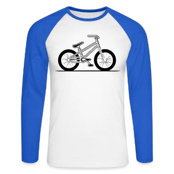 BMX Bicycle Sketch - Unisex Long Sleeve Baseball T-Shirt - white/royal blue - Front - Nik (191cm)
