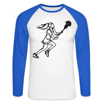 Lacrosse Girls - Unisex Long Sleeve Baseball T-Shirt - white/royal blue - Front - Nik (191cm)