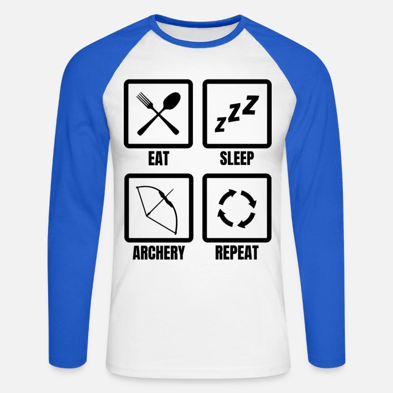 Bogenschütze Routine - Unisex Baseballshirt langarm - Weiß/Royalblau