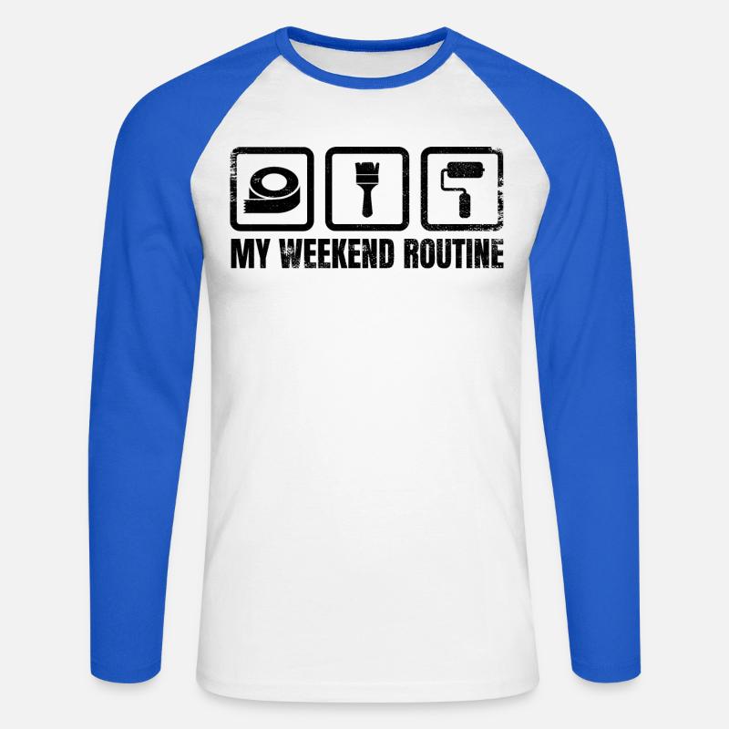 Painter Weekend Routine - Unisex Long Sleeve Baseball T-Shirt - white/royal blue