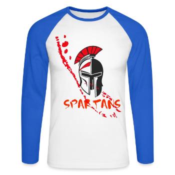 Helm Sparta und Blut 6 - Unisex Baseballshirt langarm - Weiß/Royalblau - Vorne - Nik (191cm)