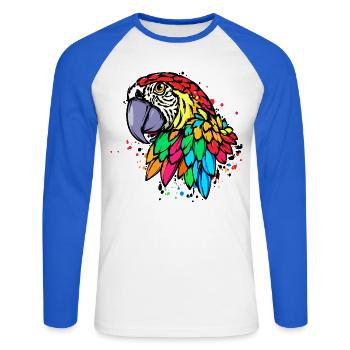 Vogel Papagei Zoo Tier Tierliebhaber Haustier - Unisex Baseballshirt langarm - Weiß/Royalblau - Vorne - Nik (191cm)