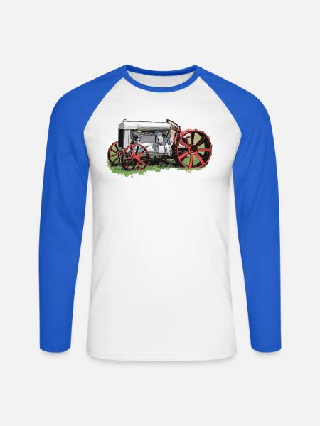 Traktor Fordson Model F - Unisex Baseballshirt langarm - Weiß/Royalblau