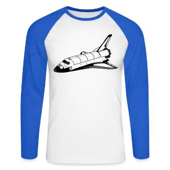 Navette spatiale - T-shirt baseball manches longues Homme - blanc/bleu royal - Devant - Nik (191cm)