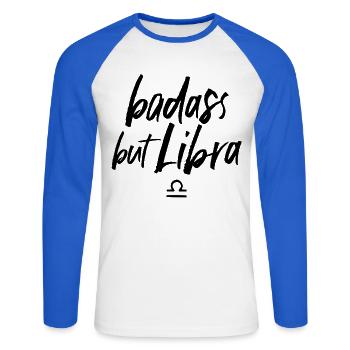 Astro Badass but Libra - Unisex Baseballshirt langarm - Weiß/Royalblau - Vorne - Nik (191cm)