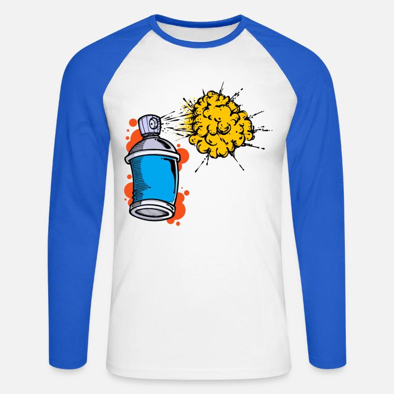 Illustrazione di disegno Graffiti Spray Bomboletta Spruzzatore - Maglia da baseball a manica lunga da uomo - bianco/blu royal