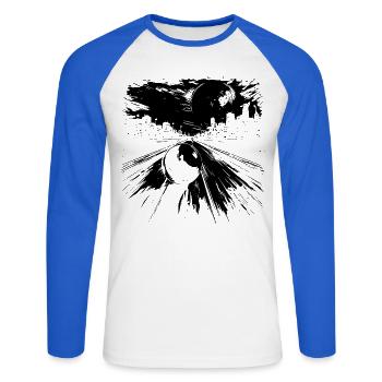 Bowling - T-shirt baseball manches longues Homme - blanc/bleu royal - Devant - Nik (191cm)