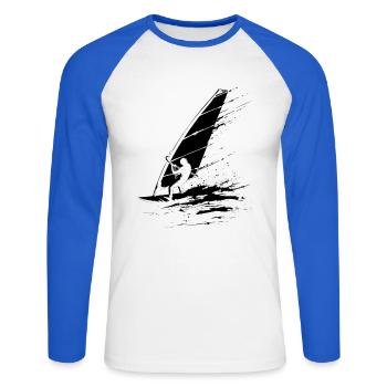 Windsurfer - Unisex Baseballshirt langarm - Weiß/Royalblau - Vorne - Nik (191cm)