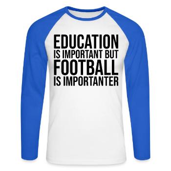 Fußball Fußball Fußball - Unisex Baseballshirt langarm - Weiß/Royalblau - Vorne - Nik (191cm)