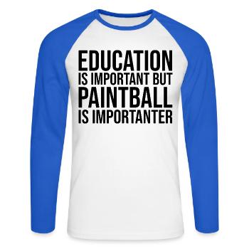 Paintball Paintball Paintball - Unisex Baseballshirt langarm - Weiß/Royalblau - Vorne - Nik (191cm)