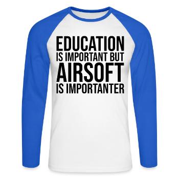 Airsoft Airsoft Airsoft - T-shirt baseball manches longues Homme - blanc/bleu royal - Devant - Nik (191cm)