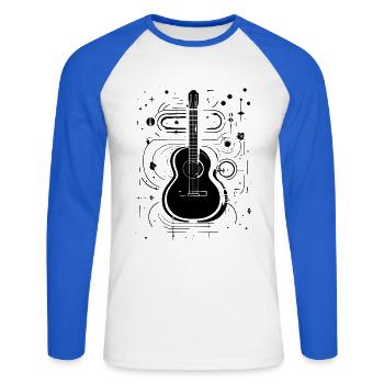 Croquis de guitare - T-shirt baseball manches longues Homme - blanc/bleu royal - Devant - Nik (191cm)